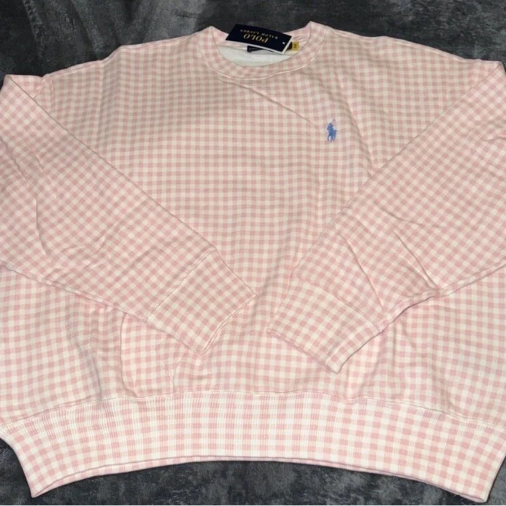 Ralph Lauren Pink and White Gingham Crewneck Small Sweatshirt - Picture 5 of 6